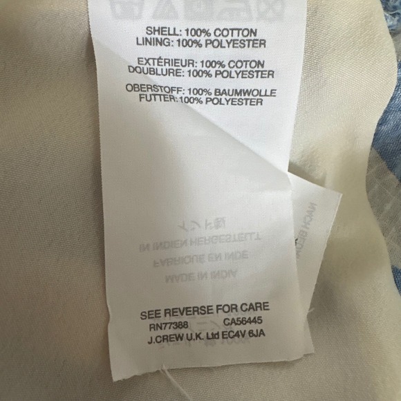 J.Crew Faux Wrap Dress Blue Stripe Cotton Ruffle Hem Party Nautical Preppy Wmn M - Picture 7 of 10